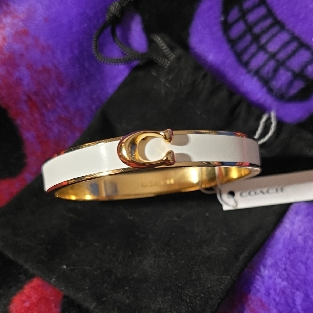 Coach Gold and White Enamel Bangle